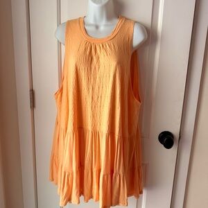 Free People Peach Orange Tiered Mini Dress